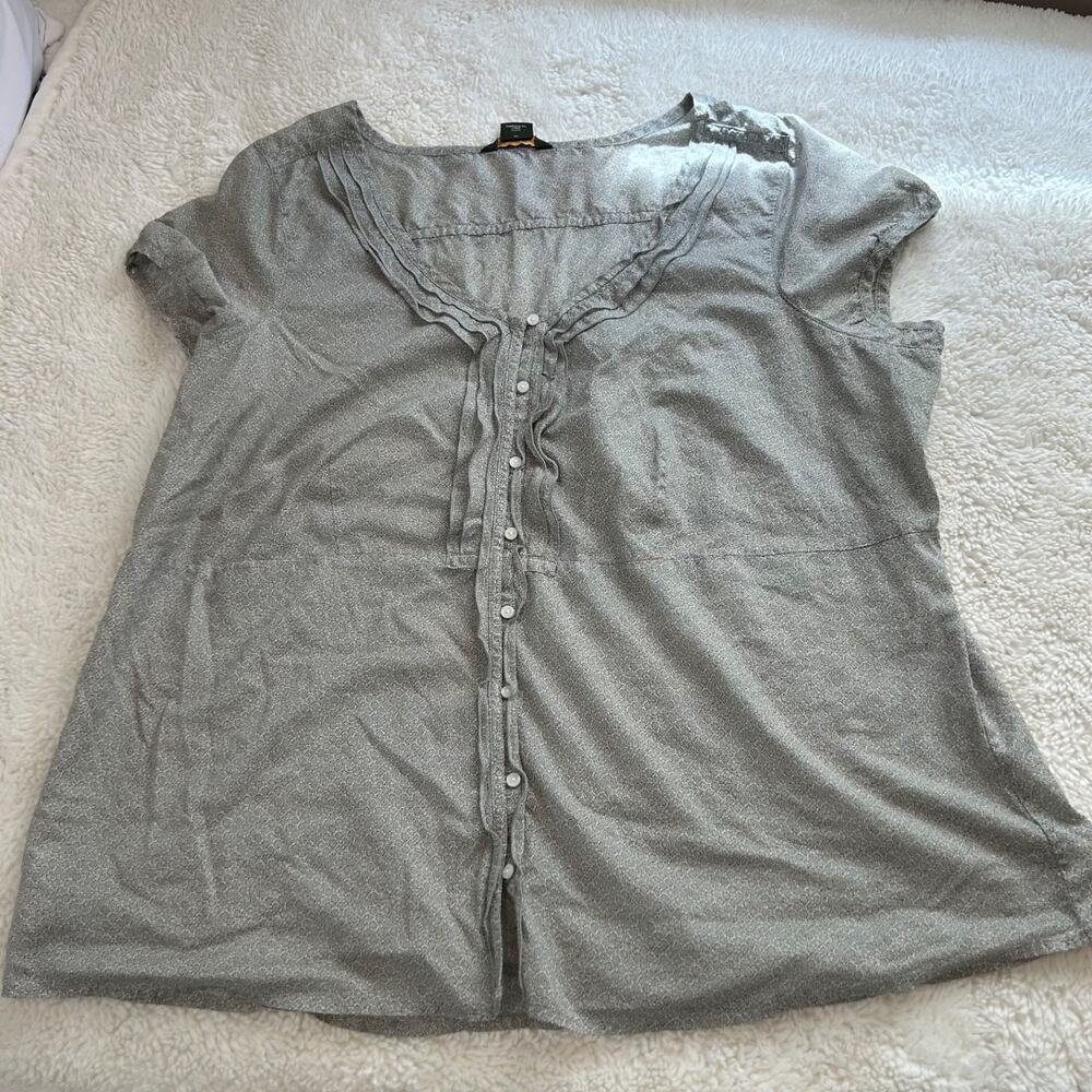 2000's Womens Eddie Bauer Short Sleeve Blouse Prairie Cottagecore Soft Sz 2X Y2K - Picture 2 of 6